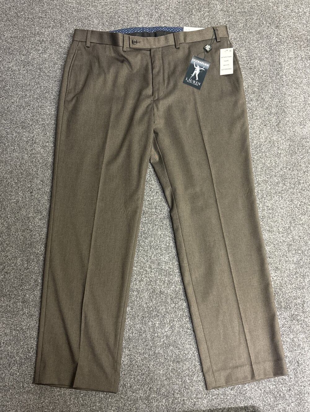 NWT Lauren Ralph Lauren Men 38W 30L UltraFlex Taupe Classic Fit Dress Pant